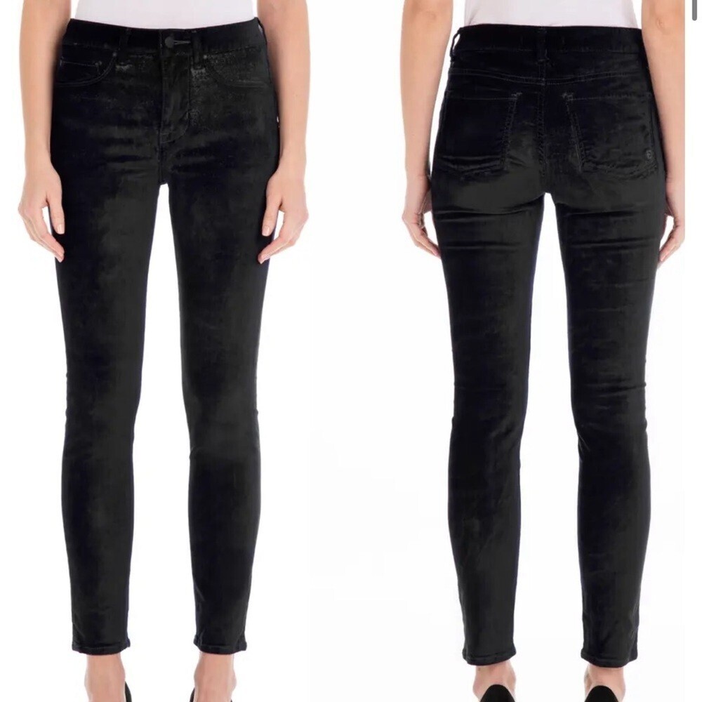 Fidelity Gwen Velveteen Ankle Skinny Jeans FIDELITY DENIM black velour velvet